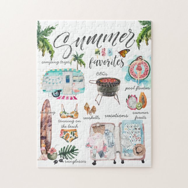 Puzzle Favoritos de verano de moda| Ilustracion acuarela (Vertical)