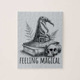 Puzzle Feeling Magical Witches Spell Book and Skull