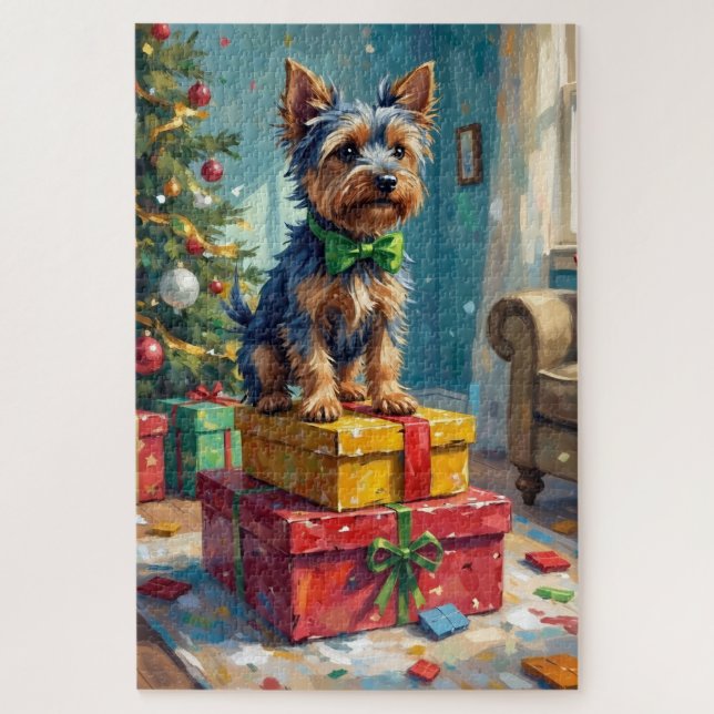 Puzzle Feisty Australian Terrier King of Christmas Gifts  (Vertical)