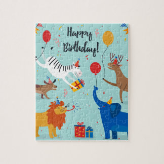 Puzzle Felices animales de cumpleaños