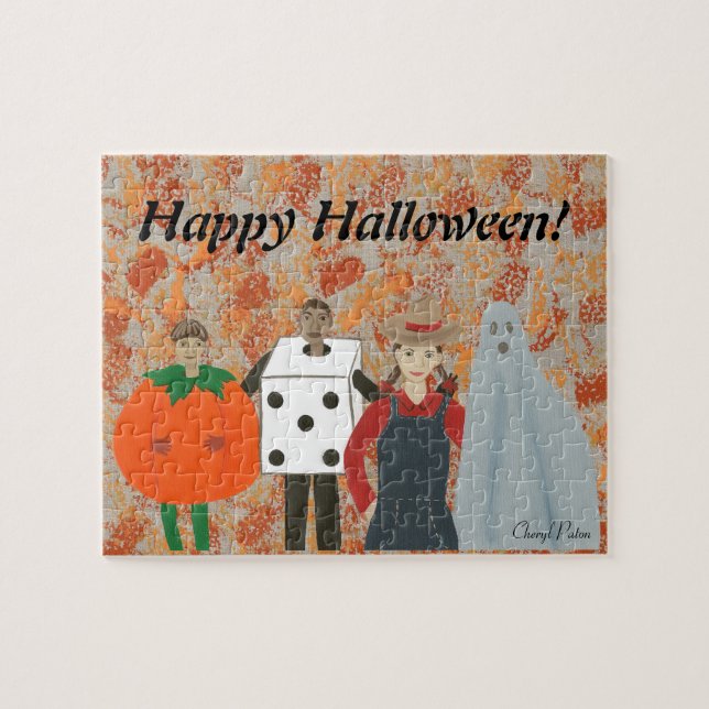 Puzzle Felices disfraces de Halloween Resumen rompecabeza (Horizontal)