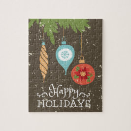 Puzzle Felices Fiestas Ornamentos de Navidad Decorativo