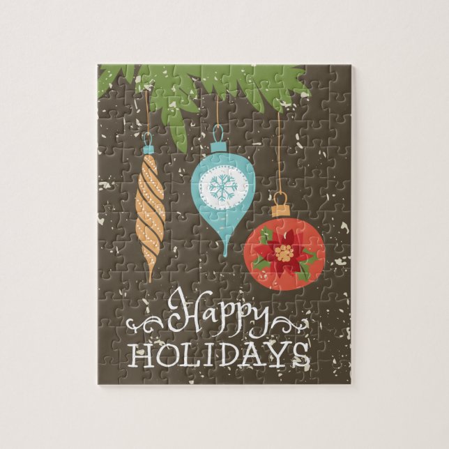 Puzzle Felices Fiestas Ornamentos de Navidad Decorativo (Vertical)