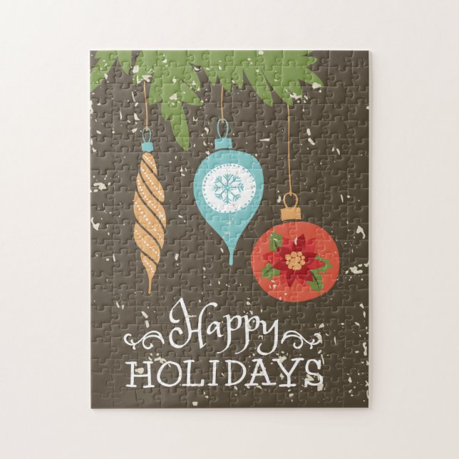 Puzzle Felices Fiestas Ornamentos de Navidad Decorativo (Vertical)