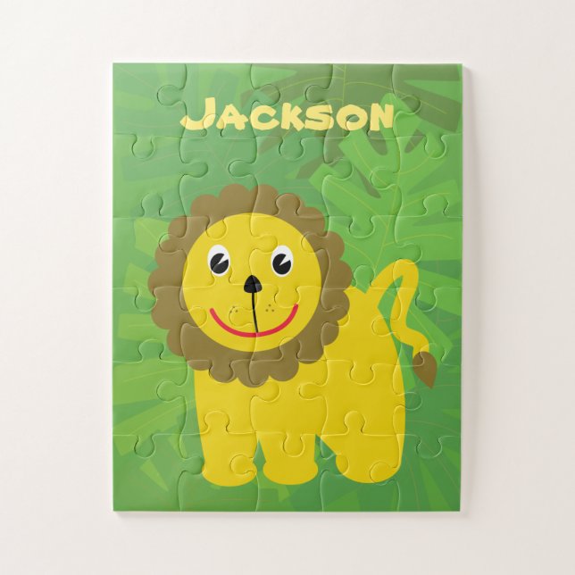 Puzzle Felices leones niños pequeños personalizados (Vertical)