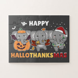 Puzzle Felices Navidades del Elefante de Hallothanksmas