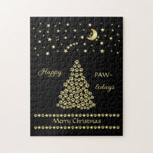 Puzzle Felices Pawlidays, árbol de navidad Gold brillante