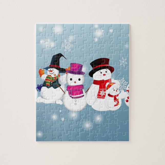 Puzzle Felices vacaciones Snowmen (Vertical)