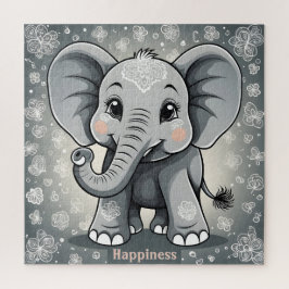 Puzzle Felicidad Baby Elephant AI Fantasy Digital Art