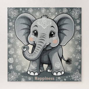Puzzle Felicidad Baby Elephant AI Fantasy Digital Art