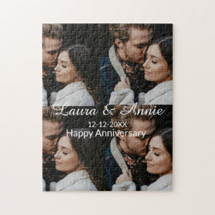 Puzzle Felicidades en tu aniversario nombre fecha collage