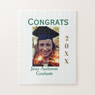 Puzzle Felicidades graduado verde dorado año 20XX nombre 