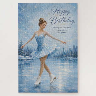 Puzzle Felicitación de cumpleaños de patinadora de hielo 