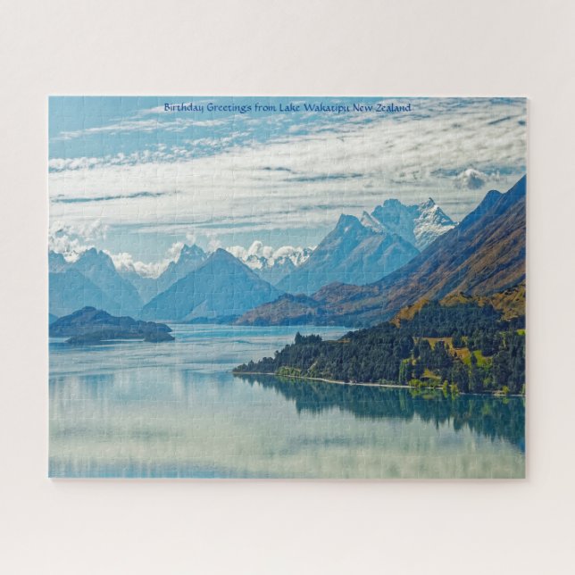 Puzzle Felicitaciones de cumpleaños desde el lago Wakatip (Horizontal)