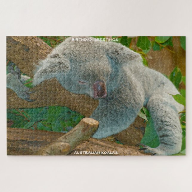 Puzzle Felicitaciones de cumpleaños Koalas australianos (Horizontal)