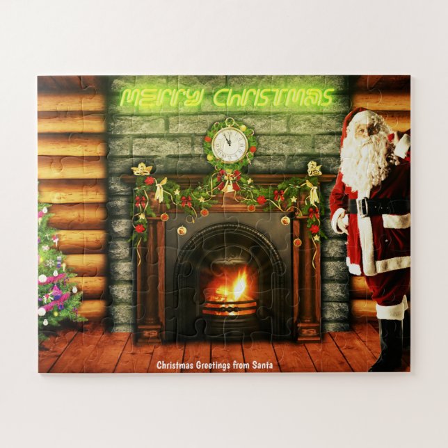 Puzzle Felicitaciones de Navidad de Papá Noel (Horizontal)