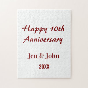 Puzzle Feliz 10º aniversario de bodas nombre simple malva