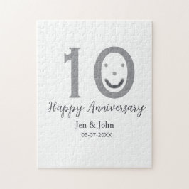 Puzzle Feliz 10° aniversario fecha gris emoji negrita