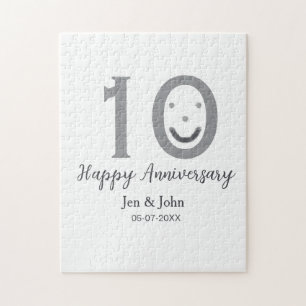 Puzzle Feliz 10° aniversario fecha gris emoji negrita
