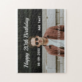 Puzzle Feliz 20 cumpleaños foto simple añadir nombre fech