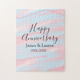 Puzzle Feliz aniversario boda nombre fecha año pastel
