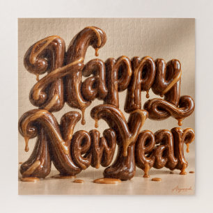 Puzzle Feliz Año Nuevo Chocolate Caramelo