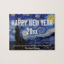 Puzzle Feliz Año Nuevo con la estrellada noche de Van Gog