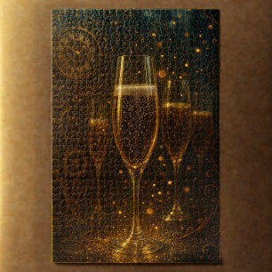 Puzzle Feliz Año Nuevo Glam Steampunk Champagne