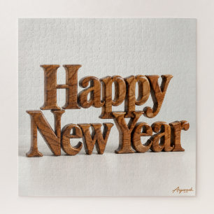 Puzzle Feliz Año Nuevo Madera Tallada