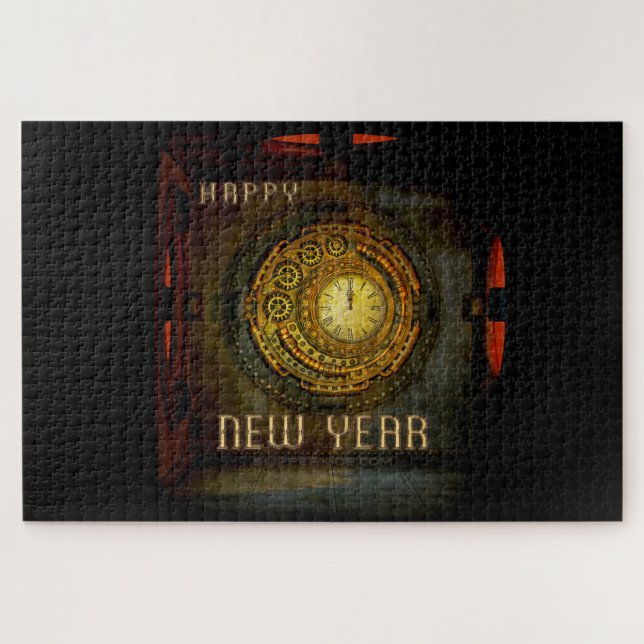 Puzzle Feliz Año Nuevo SlipperyJoe entrega regalos de org (Horizontal)