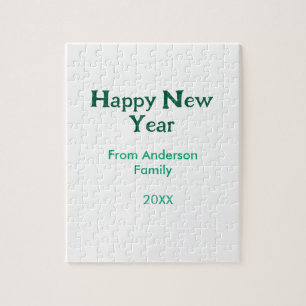 Puzzle Feliz año nuevo verde agregar nombre de familia añ