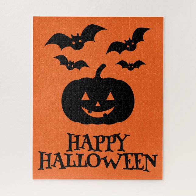 Puzzle Feliz Bate de Calabaza de Halloween Mínimo (Vertical)