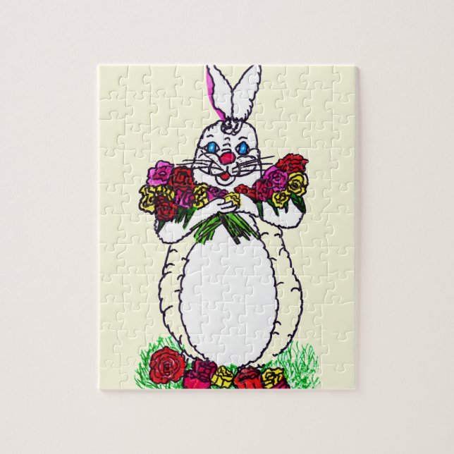 PUZZLE FELIZ BUNNY DE ORIENTE CON ROSAS (Vertical)