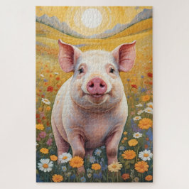 Puzzle Feliz Cerdito Sunny Daisy Field