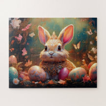 Feliz Conejo de Pascua con huevos de Pascua