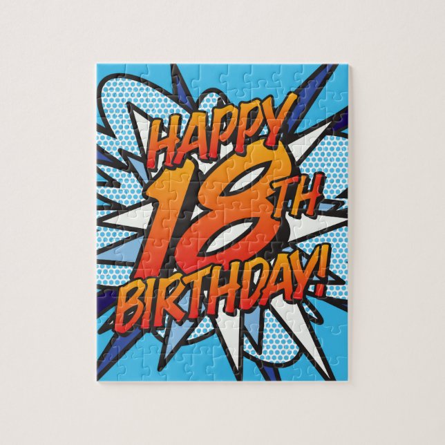 Puzzle FELIZ CUMPLEAÑOS 18 Divertido Retro Cómic (Vertical)
