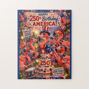 Puzzle Feliz cumpleaños 250 a Flamingo América 4 de julio
