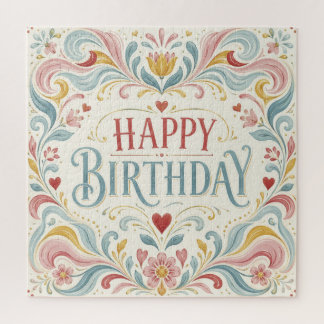 Puzzle Feliz Cumpleaños Arte Popular Escandinavo Florales