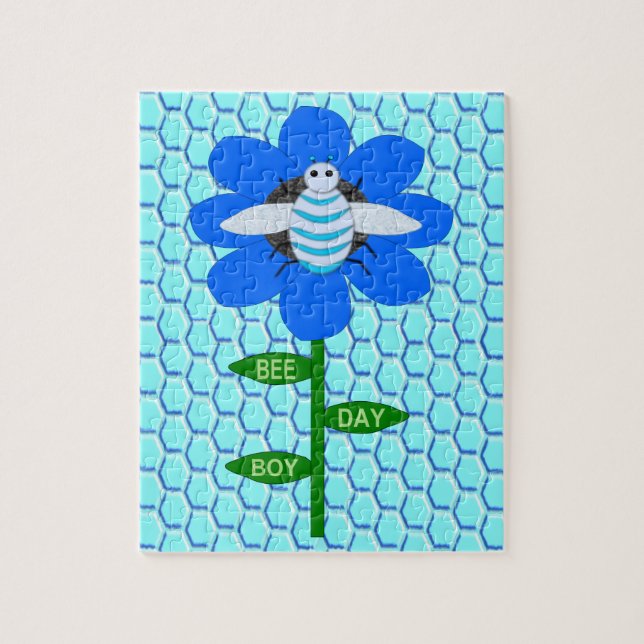 Puzzle Feliz cumpleaños azul Bumblebee (Vertical)