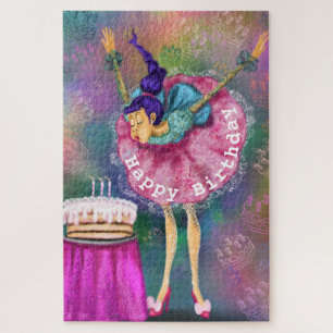 Puzzle Feliz cumpleaños - Chica sacando velas - Diversión