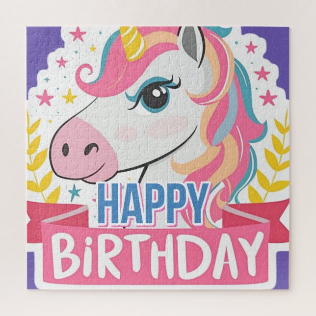 Puzzle Feliz cumpleaños Chicas Bday Unicorn Nombre person (Vertical)
