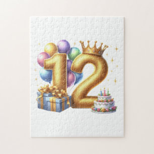 Puzzle Feliz cumpleaños dorado 12