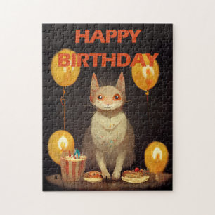 Puzzle ¡Feliz cumpleaños! - fiesta del gato