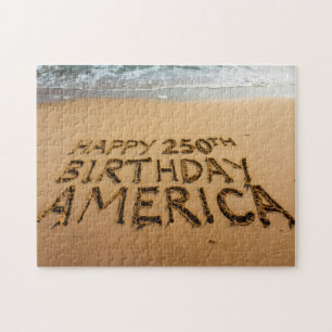 Puzzle Feliz cumpleaños número 250 América Escrito en la