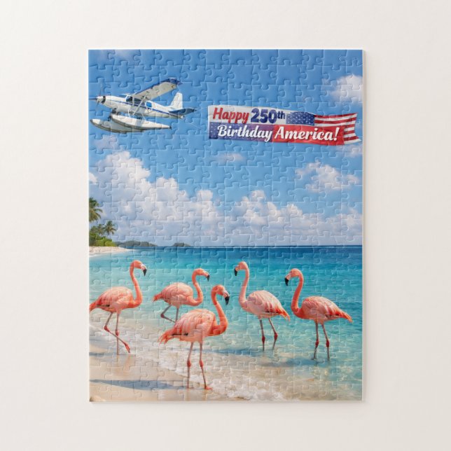 Puzzle Feliz cumpleaños número 250 Flamencos americanos e (Vertical)
