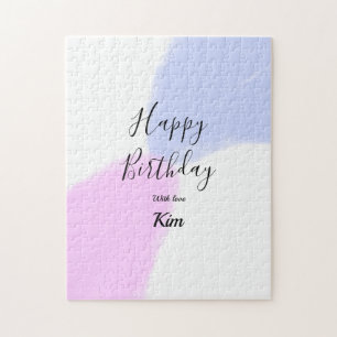 Puzzle Feliz cumpleaños rosa morado pastel nombre simple