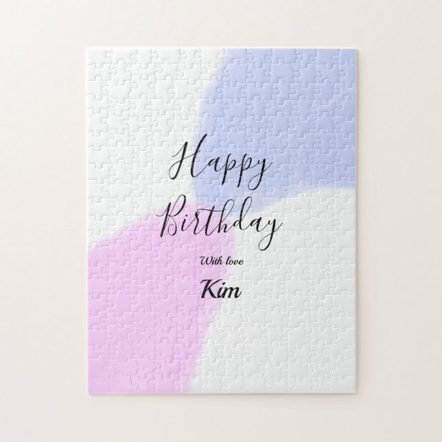 Puzzle Feliz cumpleaños rosa morado pastel nombre simple  (Vertical)