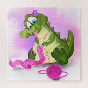 Puzzle Feliz descubrimiento de cocodrilos con bufanda ros