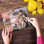 Puzzle Feliz Día de la Madre, mamá, Collage de fotos fami<br><div class="desc">Celebra el día de la madre con nuestro hermoso rompecabezas de fotos familiares personalizadas. El diseño presenta un diseño de fotos múltiple para agregar sus propias fotos. La palabra "mamá" se coloca dentro de cuadrados rosados, personalizar con nombre de momias dentro del corazón. Haga un recuerdo familiar especial con este...</div>