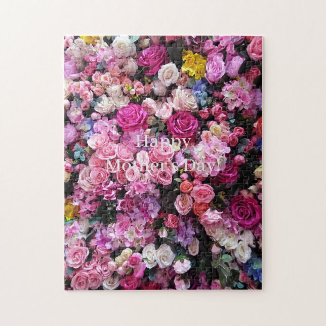 Puzzle Feliz día de la madre o tus flores de rosa rosadas (Vertical)